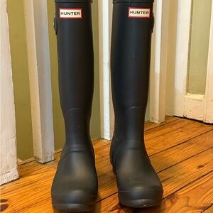 Hunter Classic Adjustable Tall Dark Blue Waterproof Boots sz EU 38 (7.5 US)